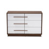 Baxton Studio Mette Mid-Century White and Walnut Finished 6-Drawer Wood Dresser 157-9522